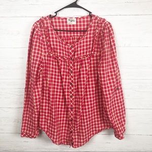 Anthropologie | Holding Horses Pink Plaid Blouse